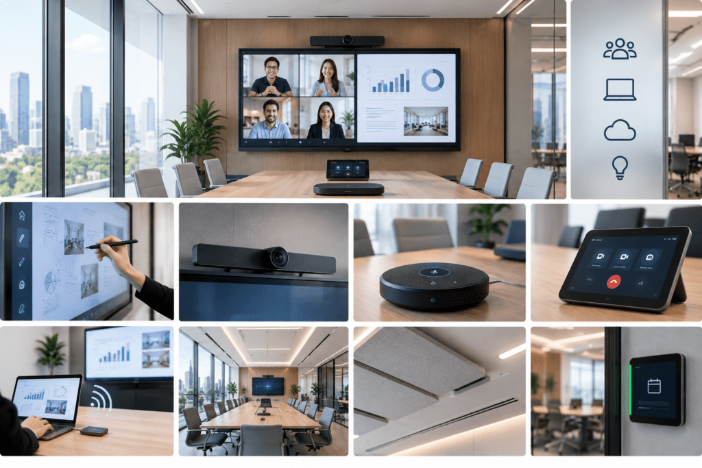 Smart Meeting Room Technology Collage